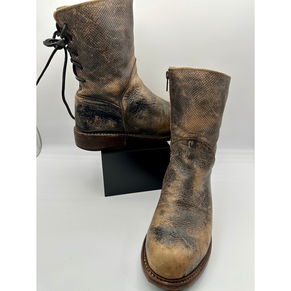 BED|STÜ Newark Cobbler Series Distressed Leather Back-Lace Boots Women's 8
